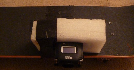 In safer times, the Edirol is stuffed into the foam
